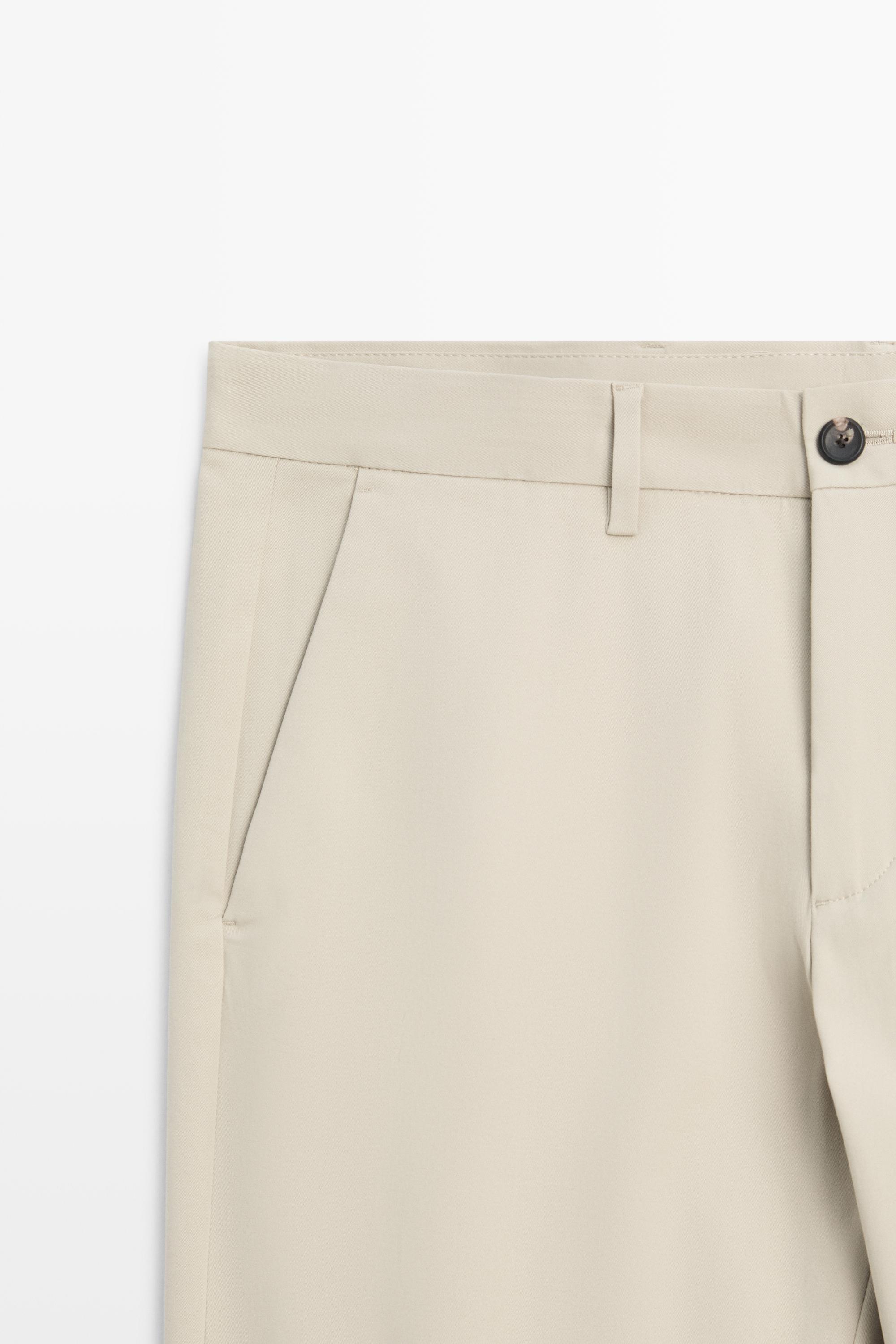 Cotton blend slim fit pants